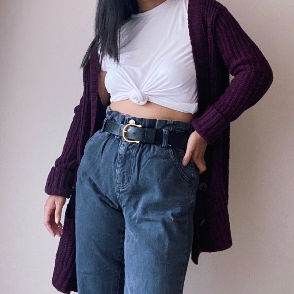 Maroon Forever 21 Cardigan with elbow patch.